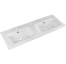 Badmöbel-Set Pelipal Sunline 121 BxHxT 121 x 200 x 46 cm Frontfarbe Eiche ribbeck mit Mineralguss-Doppelwaschtisch Waschtischunterschrank 3 Schubkästen und Spiegelschrank mit LED-Beleuchtung
