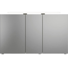 Badmöbel-Set Pelipal Sunline 121 BxHxT 121 x 200 x 46 cm Frontfarbe Polar Pinie mit Mineralguss-Doppelwaschtisch Waschtischunterschrank 3 Schubkästen und Spiegelschrank mit LED-Beleuchtung