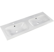 Badmöbel-Set Pelipal Sunline 121 BxHxT 121 x 200 x 46 cm Frontfarbe Polar Pinie mit Mineralguss-Doppelwaschtisch Waschtischunterschrank 3 Schubkästen und Spiegelschrank mit LED-Beleuchtung