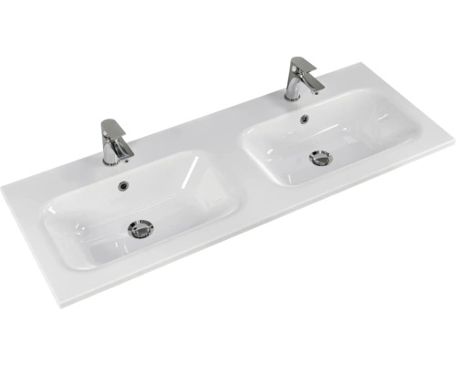 Waschtisch mit zwei Becken und Armaturen