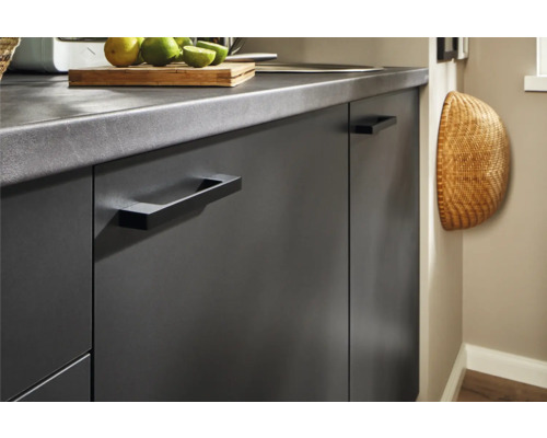 Küchenzeile mit Arbeitsplatte, Schrankfronten und Griffen