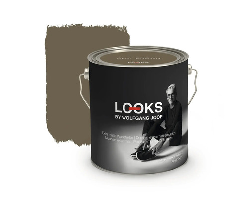 Peinture murale LOOKS by Wolfgang Joop Clay Brown 2,5 l Pot de peinture Clay Brown extra mat pour murs