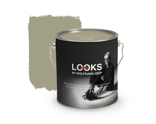 Peinture murale LOOKS by Wolfgang Joop Moss Grey 2,5 l Pot de peinture avec peinture murale gris-vert, marque Looks by Wolfgang Joop