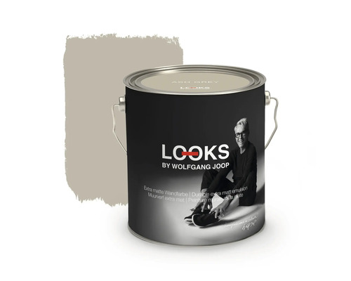 Peinture murale LOOKS by Wolfgang Joop Ashgrey 2,5 l Pot de peinture avec peinture murale grise de Looks by Wolfgang Joop