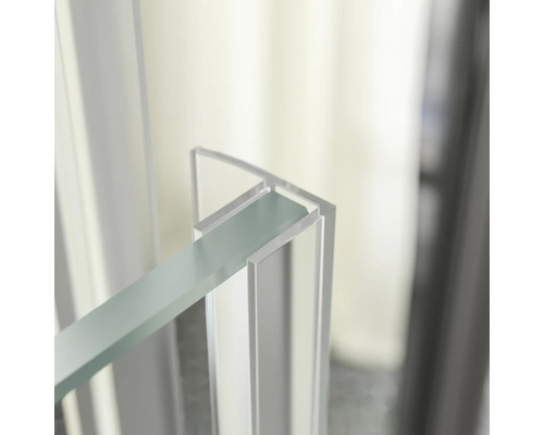 Vue détaillée d''une cabine de douche en verre et métal