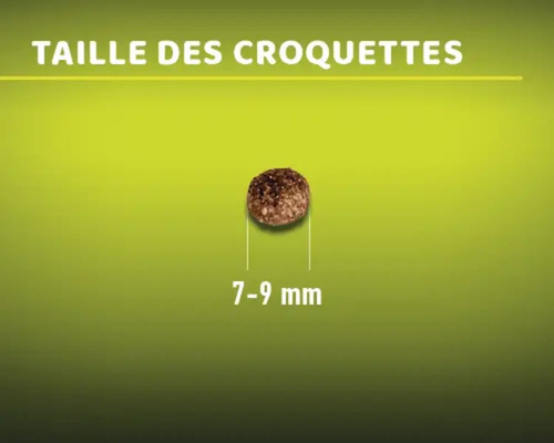 La taille des croquettes est de 7 à 9 millimètres