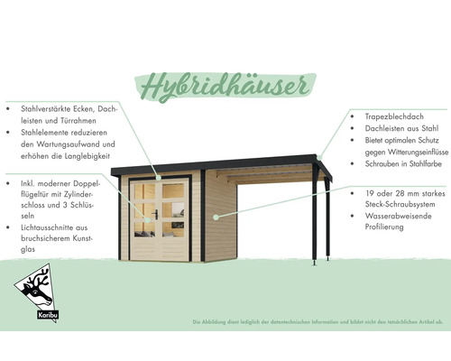 Image d''une maison hybride avec coins en acier, moulures de toit en acier, porte à double vantail, serrure à cylindre et toit en tôle trapézoïdale