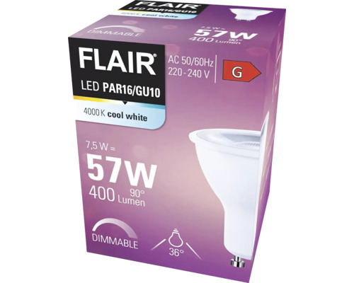 FLAIR LED Lampe PAR16/GU10, dimmbar, 4000K Kühlweiß