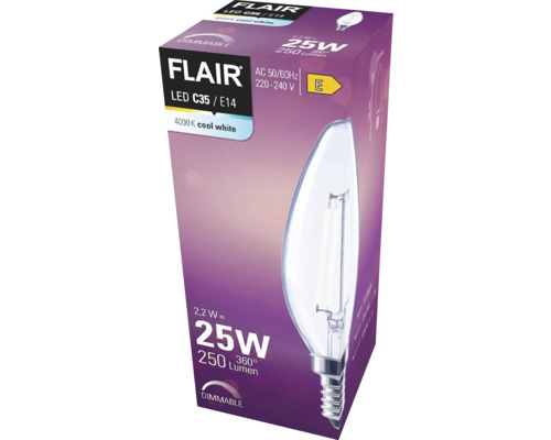 Ampoule LED FLAIR C35/E14, 2,2 watts, 250 lumens