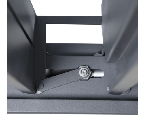 Detailansicht des Verstellmechanismus einer Lamellenüberdachung