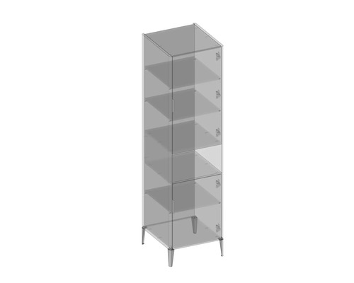 Vitrine étroite avec portes en verre et étagères