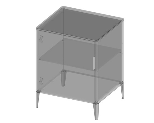 Table de chevet avec porte, étagère et pieds