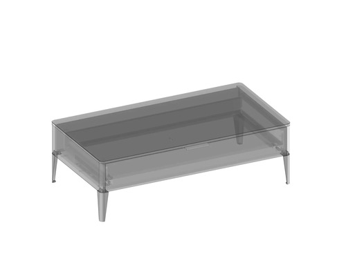 Table rectangulaire en plastique transparent avec quatre pieds