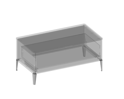 Table basse avec plateau en verre et quatre pieds