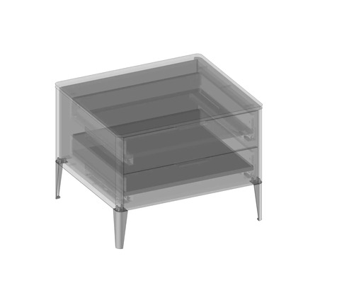 Table de chevet avec deux tiroirs et pieds