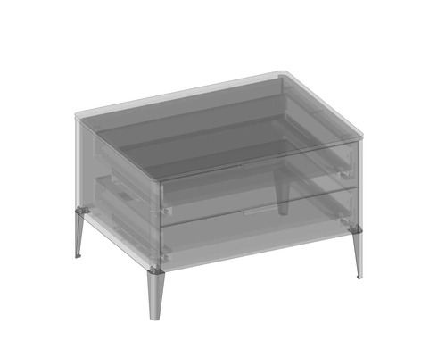 Table de chevet avec deux tiroirs et pieds