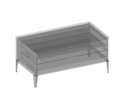 Meuble sous-lavabo avec deux tiroirs et pieds