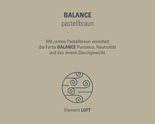 Balance Pastellbraun: Farbe für Purismus, Neutralität und inneres Gleichgewicht, Element Luft.