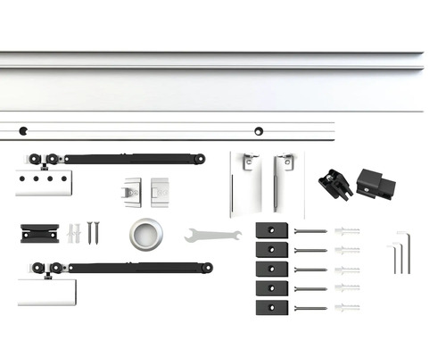 Kit de ferrures pour porte coulissante avec accessoires