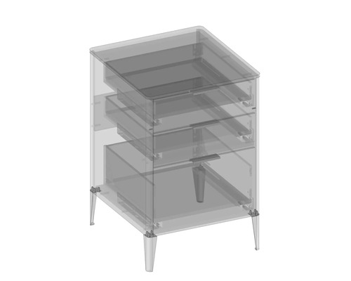 Meuble sous-lavabo avec trois tiroirs et pieds