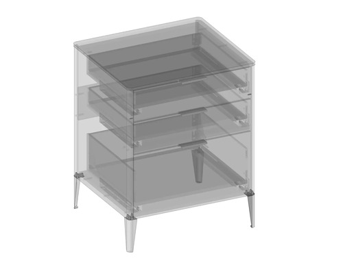 Waschbeckenunterschrank mit drei Schubladen und Füßen