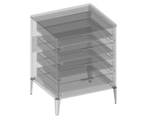 Kommode mit fünf Schubladen und vier Füßen