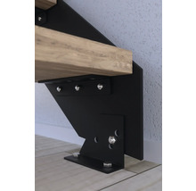 Pertura Wangentreppe Libra Eiche ohne Setzstufen Pulverbeschichtet Seitenwange Schwarz gerade 105 cm 11 Stufen / 12 Steigungen Stabgeländer