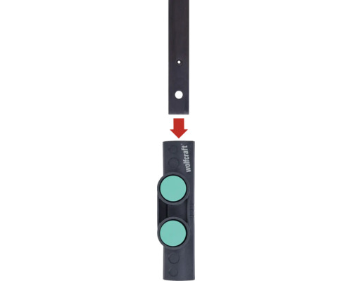 Gabarit de perçage Wolfcraft avec flèche rouge pour le montage