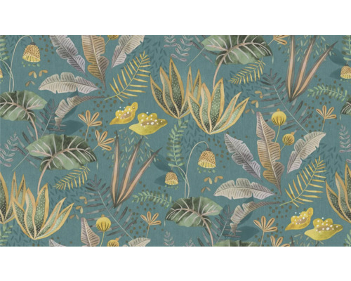 Papier peint avec motif de feuilles et de plantes tropicales