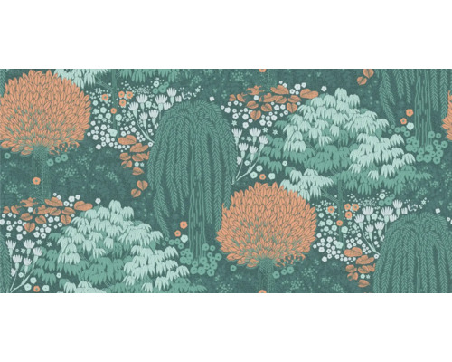 Papier peint avec motif de jardin et différentes espèces de plantes