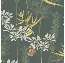 Tapetenmuster mit Blumen und Schmetterling