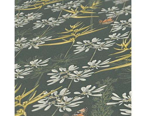 Papier peint avec motif de plantes et de papillons