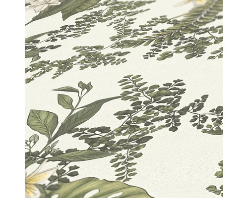 Detailaufnahme einer Tapete mit Pflanzenmuster