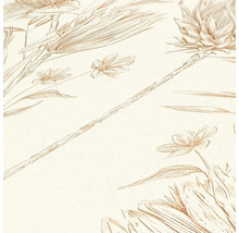Nahaufnahme eines Tapetenmusters mit floralen Illustrationen.