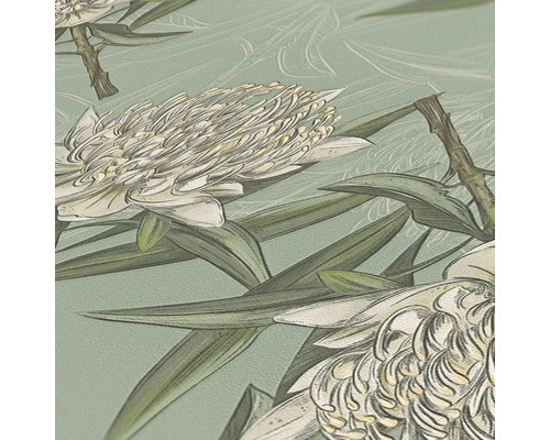 Tapete mit Blüten und Blättern