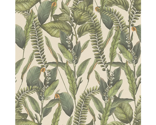 Papier peint avec motif de feuilles et de fleurs tropicales