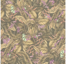 Papier peint à motifs de feuilles et de fleurs