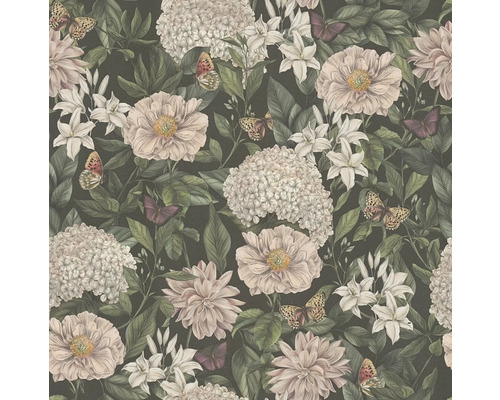 Tapete mit Blumenmuster und Schmetterlingen