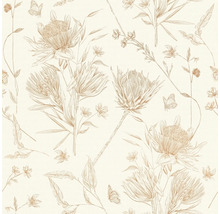 Blumenmuster Tapete mit Protea Blumen und Schmetterlingen