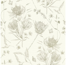 Tapete mit Blüten und Schmetterlingen