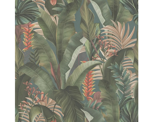 Papier peint avec motif de jungle et feuilles tropicales