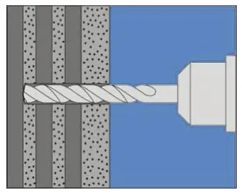 Illustration d''une perceuse perçant un mur.