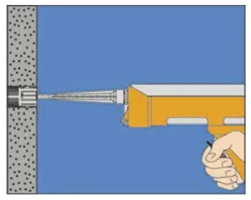 Illustration d''une machine à poser les chevilles en utilisation.