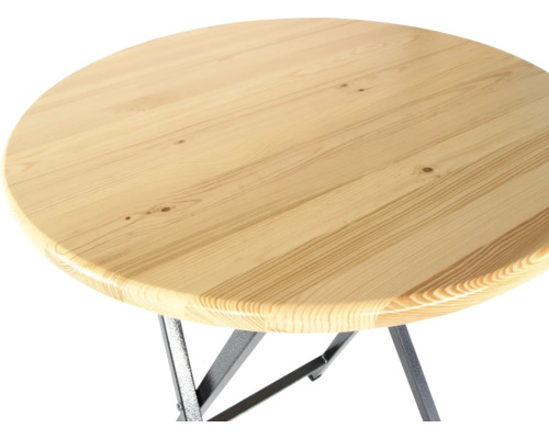 Runder Holztisch mit Metallbeinen