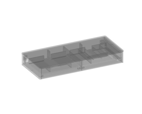 Boîte d''assortiment transparente avec compartiments.