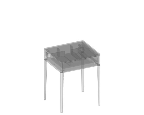 Transparenter Tisch mit vier Beinen