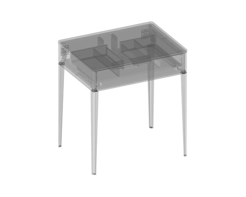 Bureau en matériau transparent avec tiroirs