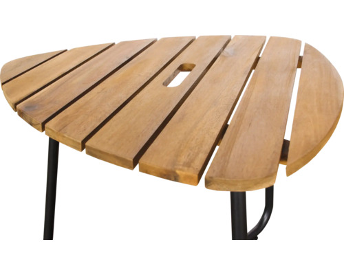 Gartentisch mit Holzplatte und Metallbeinen