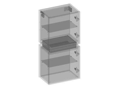 Schéma d''un meuble bas transparent avec étagères