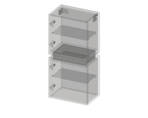 Deux étagères transparentes empilées l''une sur l''autre